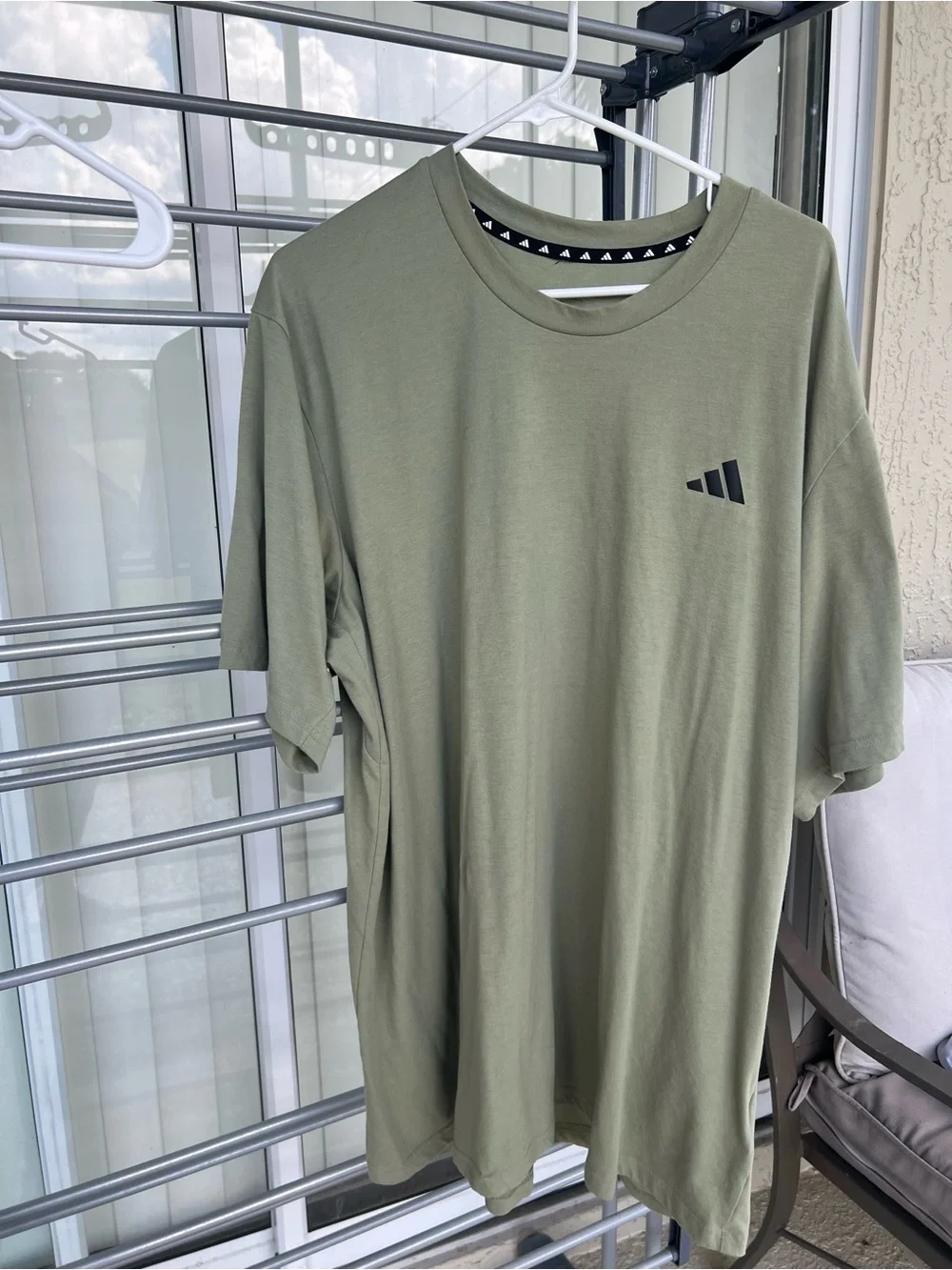 adidas Olive Green Short Sleeve Tee with Black Logo